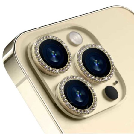 iPhone 13 Pro/13 Pro Max objektivdeksel Bling Diamond Gold