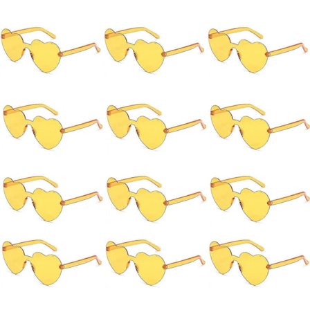 12 stk. Hjerte Solbriller For Kvinner Transparent Hjerteformede Solbriller Bulk Morsomme Solbriller Pakke For Festgaver