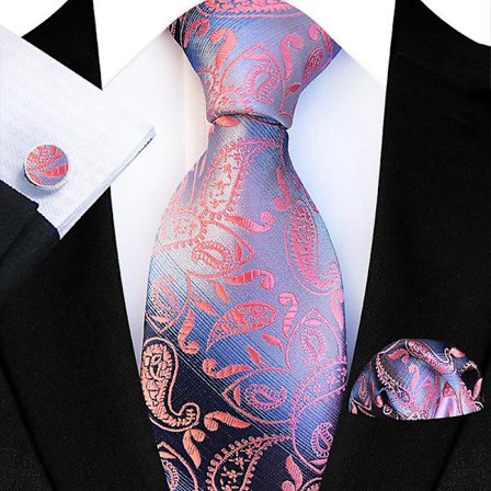 Slipsset för män, enfärgad paisley slips för män