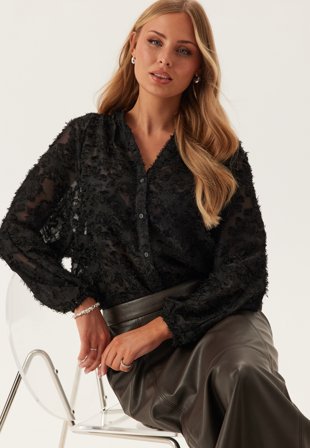 ONLY - Onlkorsa Ls Jaquard Shirt - Black - Kläder - - Bubbleroom