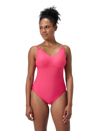 Speedo Womens Shaping Strappy 1 Piece - Pink - 38