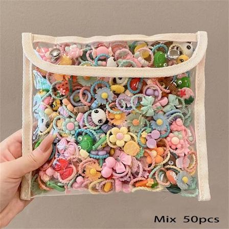 40/50/60 stk/pakke Barn Barn Håraccessoarer Tegneserie Elastiske Hårbånd Baby Liten Dyr Søte Jenter Hodeplagg 50PCS-S