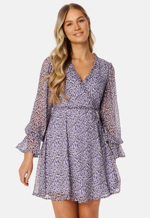 VILA Falia Dotta V-Neck L/S Dress Sweet Lavender AOP:D Klær