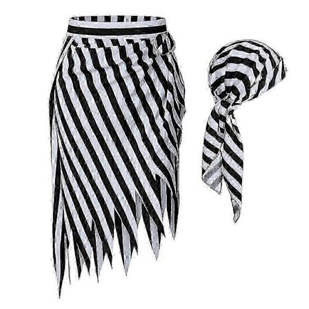 2024 Kvinders Piratkostume Cosplay Renaissance Bluse Toppe Korset Taljebælte Pirat Nederdel Striber Hovedtørklæde Halloween Fancy Kjole-lingling}