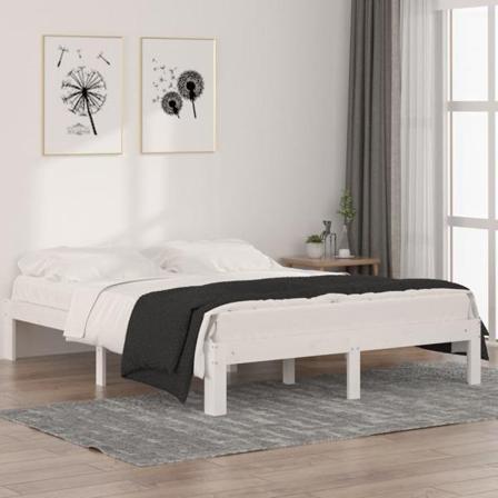 Vidaxl Sängram Vit Massiv Furu 140x190 Cm Vit