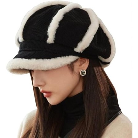 ING Dame Cordfløyel Plysj Newsboy Lue Vintage Motorsykkelhatt Høst- og Vintervarme Hatter Egnet for Innendørs og Utendørs Bruk