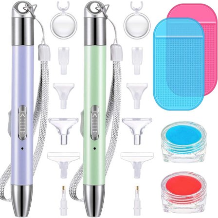 2 st diamantavla pennor LED borr pennor med ljus, 5D Diamo