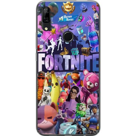Huawei P Smart Z Gjennomsiktig deksel Fylt med populære skins, våpen, llama, Victory Royale-symboler og fargerike detaljer fra spillets univers.
