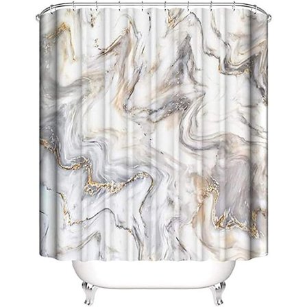 Homehtyylinen suihkuverho (marmori kuvio beige 120 * 180cm) vedenpitävä marmori suihkuverho 12 muovisella koukkulla, kylpyhuoneen osioverho ja