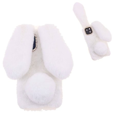 Fluffy Rabbit iPhone 13 skal - Vit