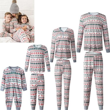Julepysjamas Matchende Familie Pyjamas Pysjamas Sett Mamma Pappa Barn Klær Look Outfit Baby Jente Rompere Nattøy-FF-
