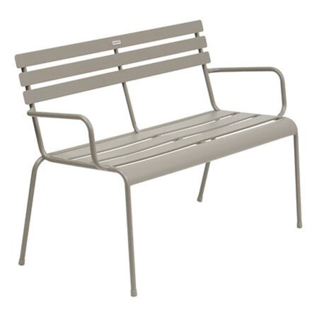 Ulkokäyttöön tarkoitettu metallipenkki, 2-paikkainen, pinottava, käsinojat