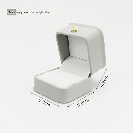 Højkvalitets firkantet PU ørering ring æske smykke grå