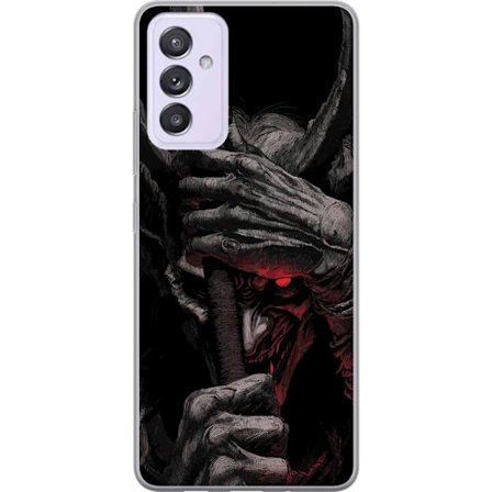 Kompatibelt Mobilskal till Samsung Samsung Galaxy A82 5G Mörk fantasyillustration av krigare med horn och svärd, dramatisk konst i svart och rött