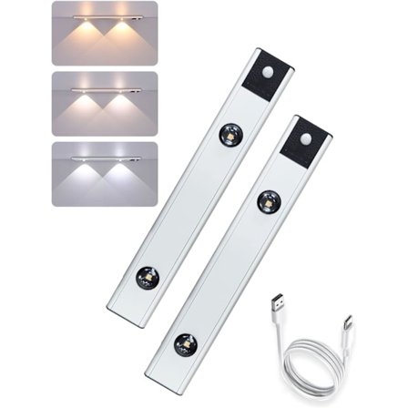 LED-belysning under skåp, belysning under bänkar och i garderober med rörelsesensor, USB-uppladdningsbara batteridrivna kattögon