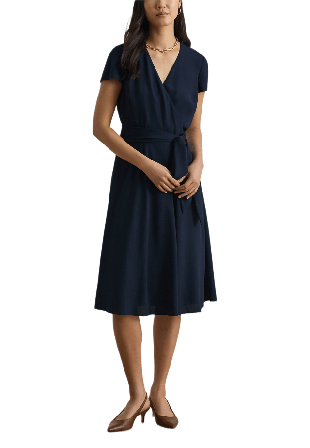 Lauren Ralph Belted Georgette Surplice Dress Klänningar Dam Blå 38