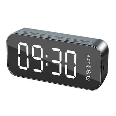 A18 Rektangulär Subwoofer Spegel Trådlös Bluetooth Alarm Klockhögtalare