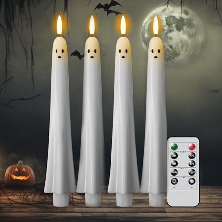 4-pakning Batteri LED Spøkelseslys, Flammeløse Flimrende Halloween Partylys [JUN]