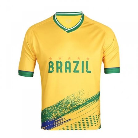 Sports Brazil Jalkapallo T-paita – Jersey-tyyli lyhythihainen urheilullinen maajoukkueen graafinen aktiivinen T-paita, S