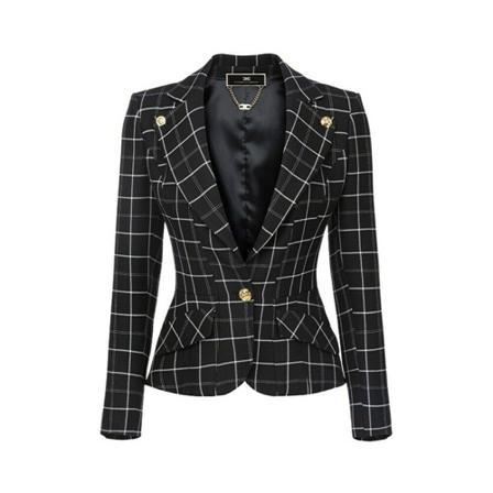 Elisabetta Franchi Check Patterned Fabric Jakke Sort, Dame