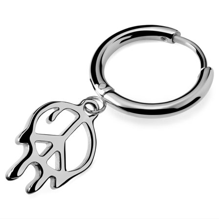 Fahrenheit | Smeltende Stål Peace Hoop Ørering til mænd - Hoop øreringe m. vedhæng