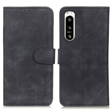SKALO Sony Xperia 5 IV 5G KHAZNEH Pungetui i PU-læder - Sort