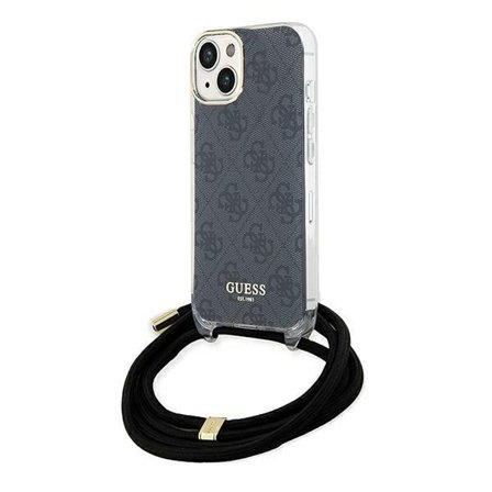 Guess Crossbody Cord 4G Print Case for iPhone 15/14/13 - Musta