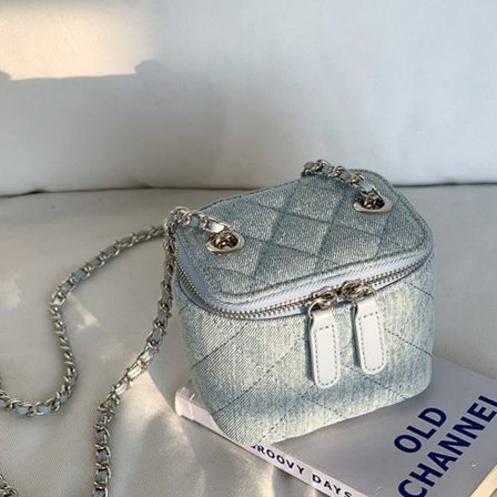 Denim Crossbody Tasker Bucket Bag SKY BLUE