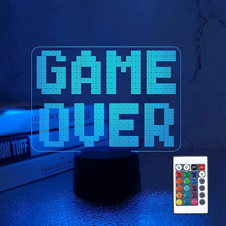 Pixel Game Over LED 8bit-lampa 3D Illusion-lampa