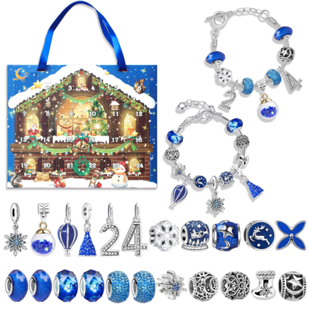 24-Ruds Julekalender DIY Børne Armbånd Kreativ Snemand Jule Blind Box Gave A