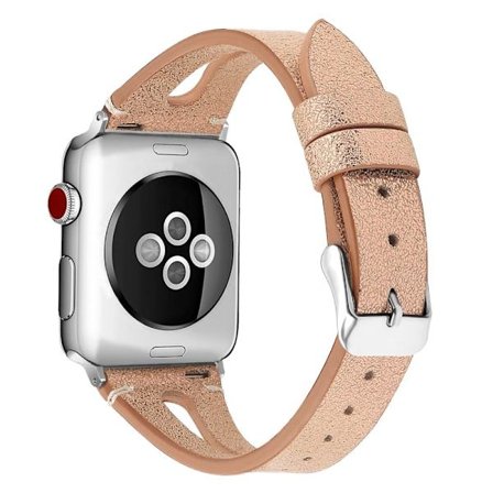 Apple Watch (41mm) Top Layer Cowhide Aitoa Nahkaa Rannekellon Nauha - Ruusukulta