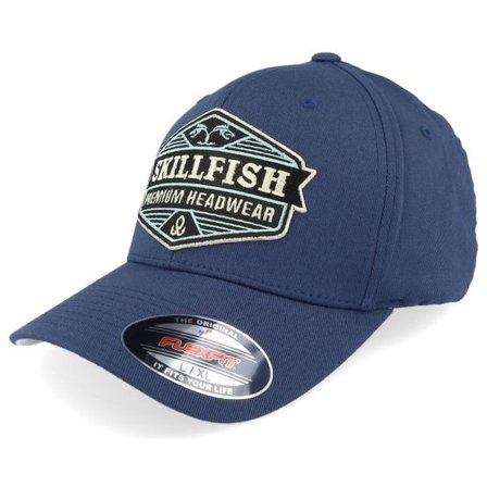 Skillfish - Blå flexfit Keps - Jetstream Logo Navy Wooly Combed Flexfit @ Hatstore