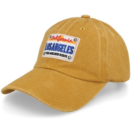 Iconic - LA License Plate Mustard Dad Cap Unconstructed Yellow Cap - @ Hatstore