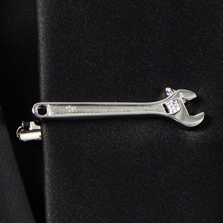 Silberfarbene Kurze Maulschlüssel Krawattenklammer for Men