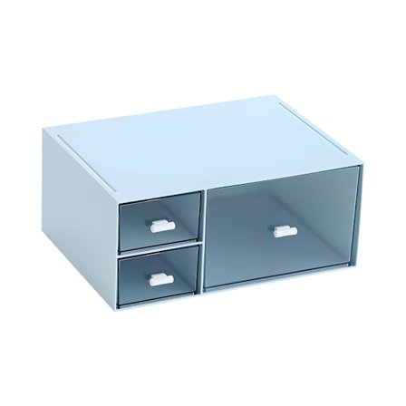 Blå Stabelbare Opbevaringsskuffer 3-lags sæt, Plastik Skrivebordsorganisator med 1 dybt lag til Papirvarer Makeup & Kontorartikler, Spac