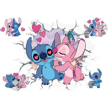 Avtagbara Stitch Väggdekaler för Barnrum, Vardagsrum & Kök