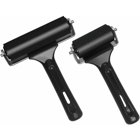 2-delt blækvalse 6 cm og 10 cm Brayer gummivalse til linoleumstryk og bloktryk