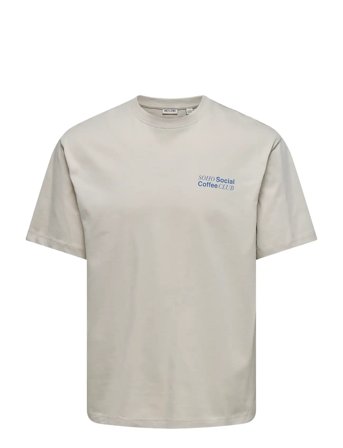 Onsfred Coffee Club Rlx Ss Tee Beige ONLY & SONS