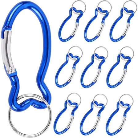 10 stk. fiskformede karabinhager, hurtigophængende aluminiumkarabinhager, sikkerhedsspænde til udendørs brug