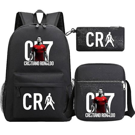 Cr7 Cartoon Fodbold Rygsæk Sæt - Vandtætte Skole Tasker 3stk Til Teenagere, Børn, Drenge & Piger - Ideel Til Rejser & Udendørsaktiviteter