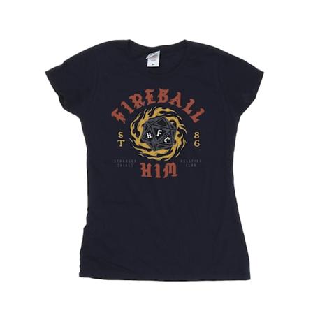 Netflix Dam/Kvinnor Stranger Things Fireball Dice 86 Bomull T-shirt Navy Blue S