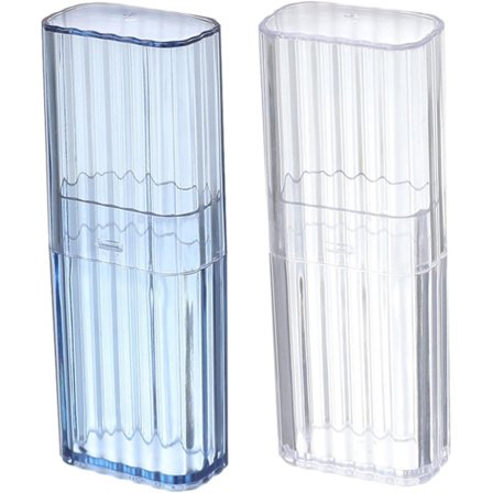 Mini Bærbar Vatpind Opbevaringsboks med Støvtæt Låg til Vatpinde - Lyseblå og Transparent Hvid