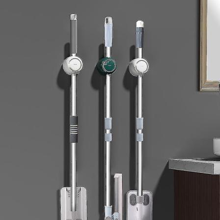 Multifunktionel vægmonteret moppeholder uden boring 2 pakker - farve: hvid