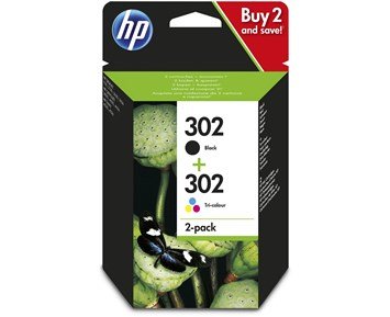 302 Black + Tri-colour Combo 2-pack - HP 302 Svart + tri-colour bläckpatron kombopack (X4D37AE)