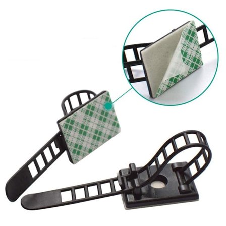 Svarte justerbare kabelholdere, 100 stk kabelklips justerbare kabelbindere, 3M selvklebende kabelklips kabelklemmer kabelklemmer for skrivebord