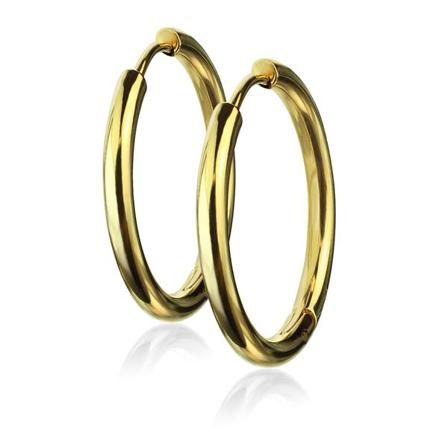 1 Par 25 Mm Hoops Örhängen I Guldpläterad 316l Kirurgiskt Stål