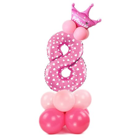 Ballonsæt Stående Pink "0-9" Ciffer 8