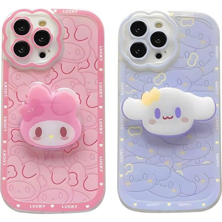 IC Kompatibel med iPhone 13 Etui Søt Kawaii Tegneserie Anime Søt TPU Mykt Etui med Grip Stativ for Kvinner Jenter iPhone13 Søt 6.1 Tommer Etui (Blå)