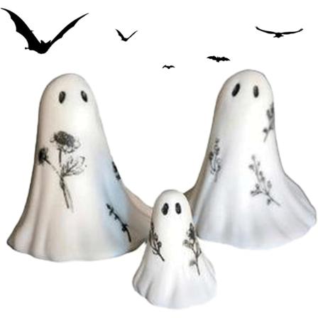 Pcs hvite harpiks skumle figurer, søte håndmalte spøkelsesfigurer, skumle Halloween-statuer for hjemsøkt hus, skrekkfest, kontor, hjemmedekor