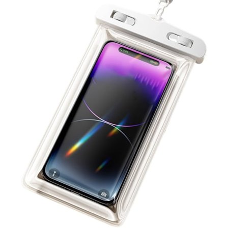 Vanntett smarttelefonlomme, vanntett mobiltelefondeksel med airbag - med snor, ideell (hvit)